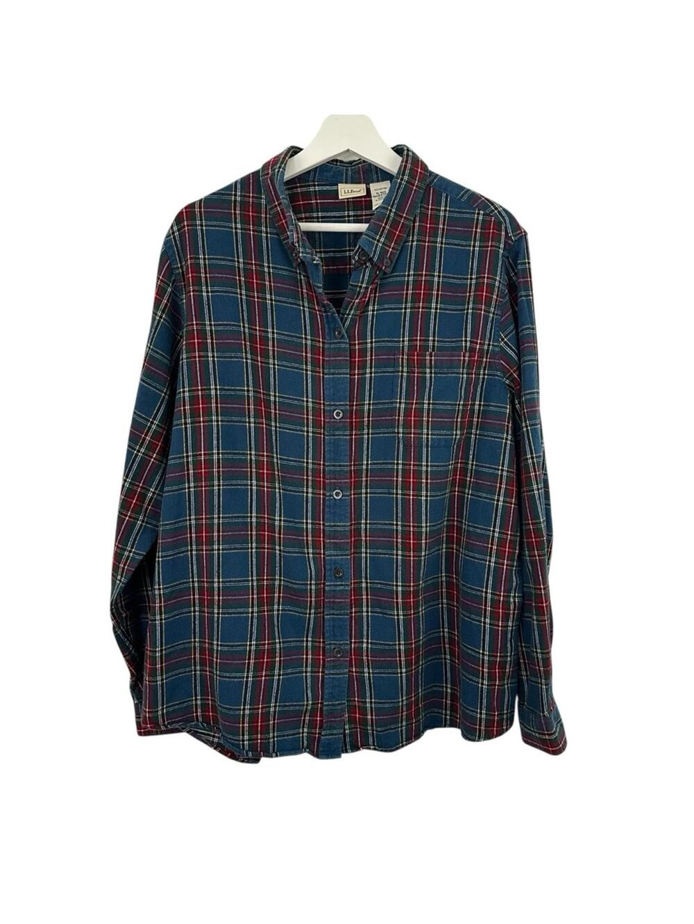 L.L. BEAN PLAID FLANNEL BUTTON DOWN SHIRT MEN'S SIZE XL